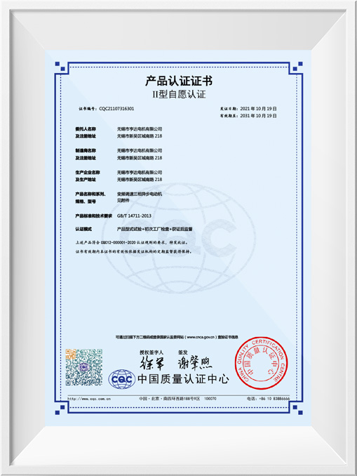 II型自愿認證產(chǎn)品認證證書(shū)-YE2VP&YE3VP&YE4VP